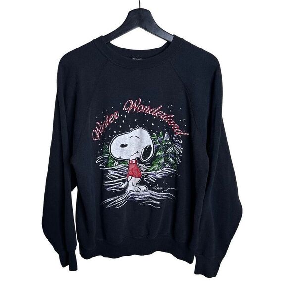 Vintage 80s Christmas Snoopy Sweatshirt Medium - Picture 1 of 4